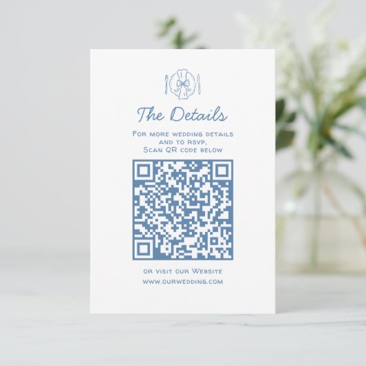 Whimsical Doodles Wedding Details RSVP QR Code Informatiekaartje (Staand voorkant)