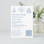Whimsical Doodles Wedding Details RSVP QR Code Informatiekaartje (Staand voorkant)