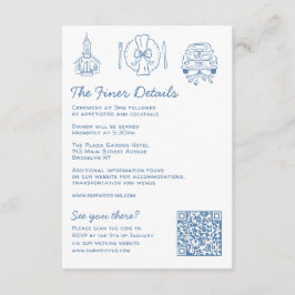 Whimsical Doodles Wedding Details RSVP QR Code Informatiekaartje
