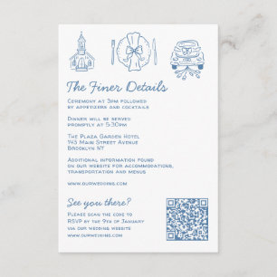 Whimsical Doodles Wedding Details RSVP QR Code Informatiekaartje