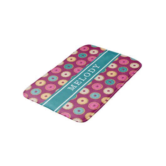 Whimsical Doughnut Pattern op Paars Badmat (Gekanteld)