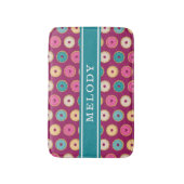Whimsical Doughnut Pattern op Paars Badmat (Voorkant Verticaal)