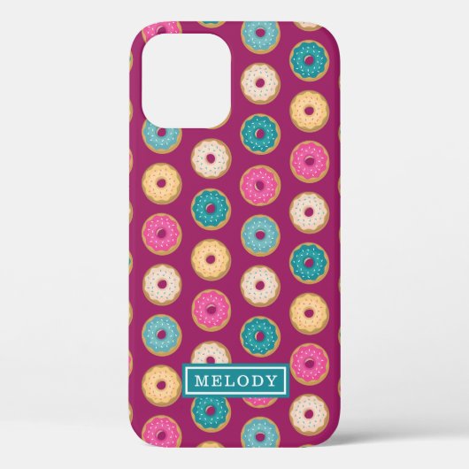 Whimsical Doughnut Pattern op Paars Case-Mate iPhone Case (Achterkant)