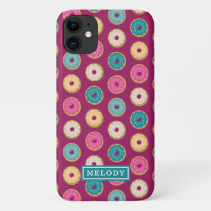 Whimsical Doughnut Pattern op Paars Case-Mate iPhone Case