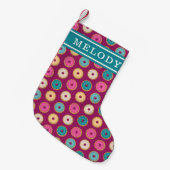 Whimsical Doughnut Pattern op Paars Kleine Kerstsok (Voorkant (Hangend))