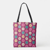 Whimsical Doughnut Pattern op Paars Tote Bag (Achterkant)