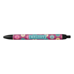 Whimsical Doughnut Pattern op Paars Zwarte Inkt Pen