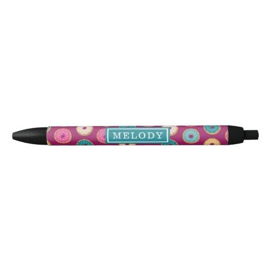 Whimsical Doughnut Pattern op Paars Zwarte Inkt Pen (Voorkant)
