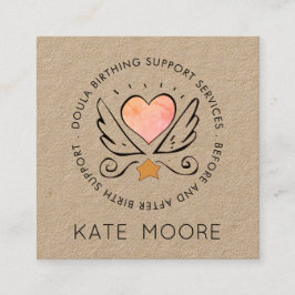 Whimsical Doula Kraft Geboortecoach Vierkante Visitekaartje