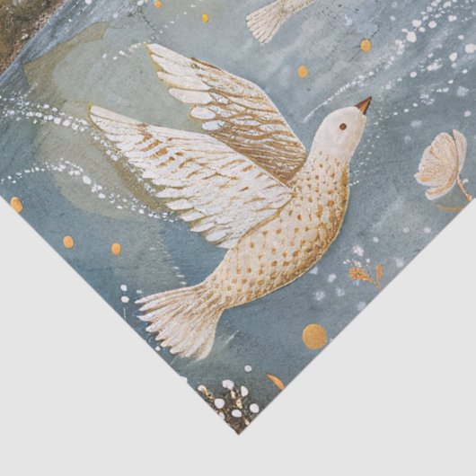 Whimsical Doves Landschap  Art Decoupage Tissuepapier (Detail)