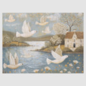 Whimsical Doves Landschap  Art Decoupage Tissuepapier (Voorkant)