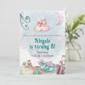 Whimsical Dragon Animal Birthday Invitation Kaart (Staand voorkant)