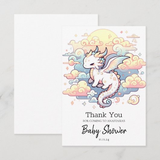 Whimsical Dragon Baby shower Bedankkaart (Voorkant / Achterkant)