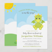 Whimsical Dragon Baby Shower Kaart (Voorkant / Achterkant)