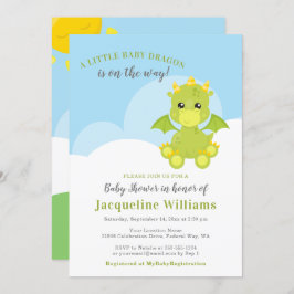 Whimsical Dragon Baby Shower Kaart