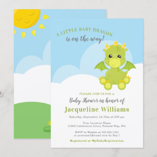 Whimsical Dragon Baby Shower Kaart