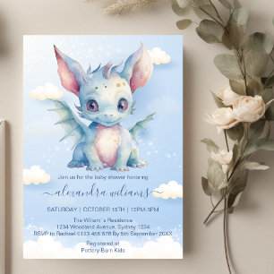 Whimsical Dragon Baby Shower Kaart