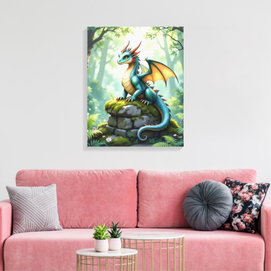 Whimsical Dragon beroemd gemaakt door Ancient Ston Canvas Afdruk (Insitu (Woonkamer))