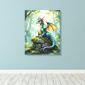 Whimsical Dragon beroemd gemaakt door Ancient Ston Canvas Afdruk (Insitu (Houten vloer))