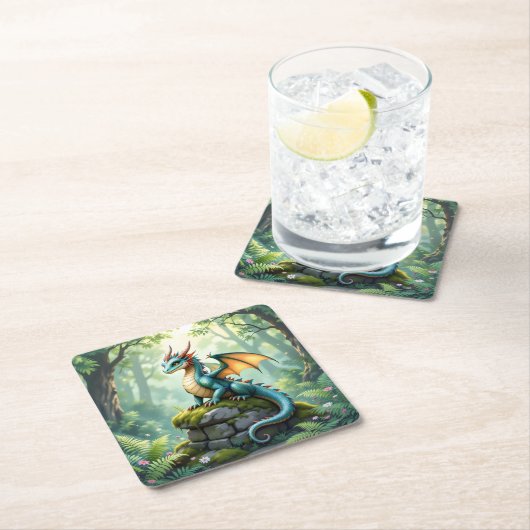 Whimsical Dragon beroemd gemaakt door Ancient Ston Kartonnen Onderzetters (Insitu)