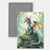 Whimsical Dragon beroemd gemaakt door Ancient Ston Magneet (Voorkant / Achterkant)