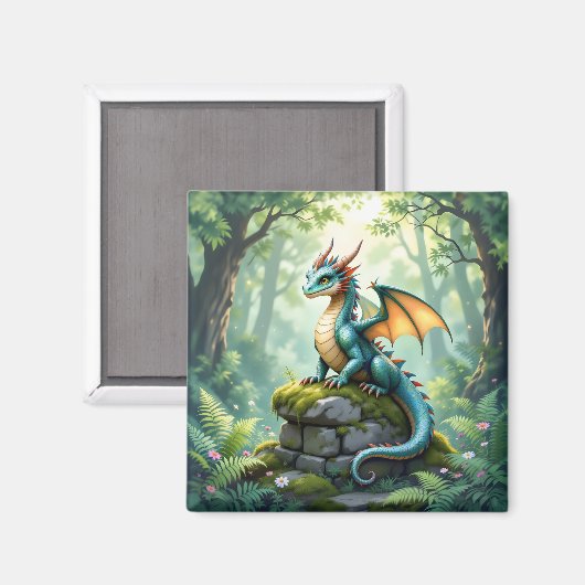 Whimsical Dragon beroemd gemaakt door Ancient Ston Magneet (Voorkant / Achterkant)