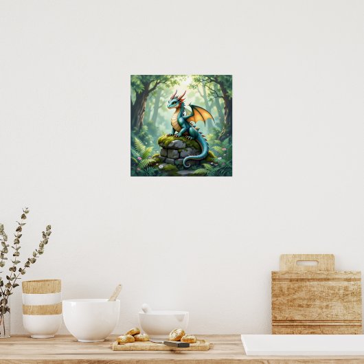 Whimsical Dragon beroemd gemaakt door Ancient Ston Poster (Keuken)