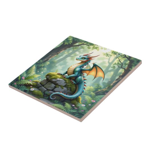 Whimsical Dragon beroemd gemaakt door Ancient Ston Tegeltje (Zijkant)