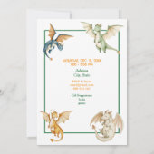 Whimsical Dragon Birthday  Invitation Kaart (Achterkant)