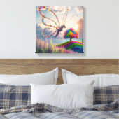 Whimsical Dragon Butterfly in Bloom: ingewikkeld Canvas Afdruk (Insitu (Slaapkamer))
