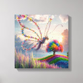 Whimsical Dragon Butterfly in Bloom: ingewikkeld Canvas Afdruk (Voorkant)