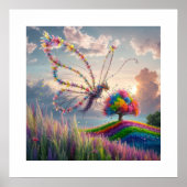 Whimsical Dragon Butterfly in Bloom: ingewikkeld Poster (Voorkant)