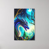 Whimsical Dragon en Moon Canvas Print (Voorkant)