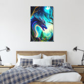 Whimsical Dragon en Moon Canvas Print (Insitu (Slaapkamer))