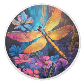 Whimsical Dragon Fly Garden Glow  Keramische Knop (Voorkant)