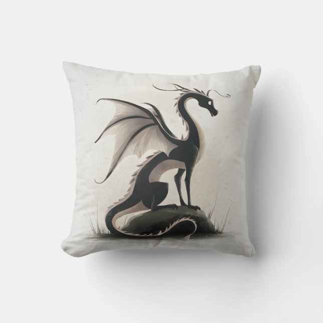 Whimsical Dragon Illustratie Kussen (Voorkant)