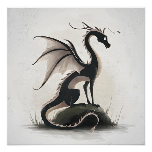 Whimsical Dragon Illustratie Perfect Poster (Voorkant)