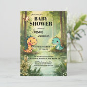 Whimsical Dragon Oerwoud Baby shower Kaart (Staand voorkant)