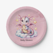 Whimsical Dragon op een cloud Baby shower Papieren Bordje (Voorkant)
