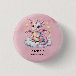 Whimsical Dragon op een cloud Baby shower Ronde Button 3,2 Cm