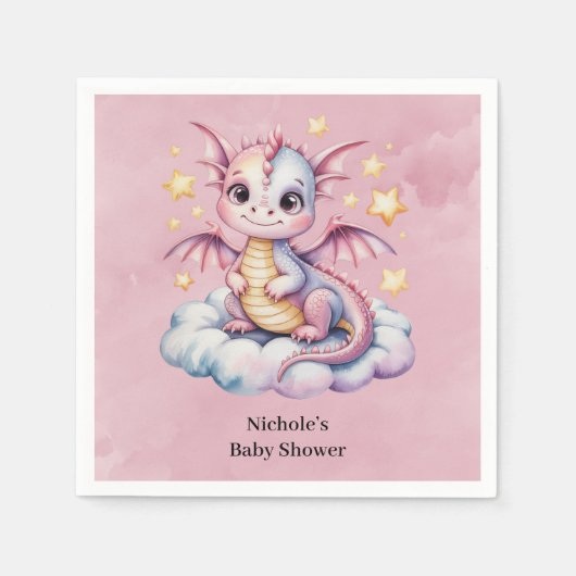 Whimsical Dragon op een cloud Baby shower Servet (Voorkant)