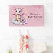 Whimsical Dragon op een cloud Baby shower Spandoek (Insitu)