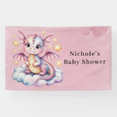 Whimsical Dragon op een cloud Baby shower Spandoek (Horizontaal)