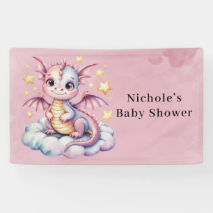 Whimsical Dragon op een cloud Baby shower Spandoek