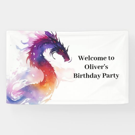 Whimsical Dragon Tale Verjaardagsbanner Spandoek (Horizontaal)