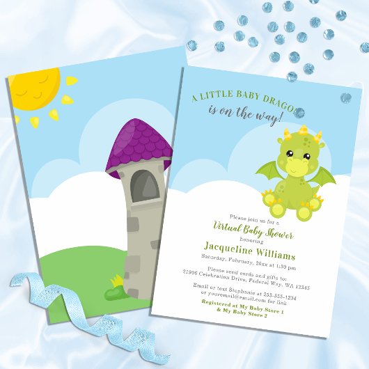 Whimsical Dragon Virtual Baby Shower Kaart