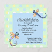 Whimsical Dragonflies Baby Boy Shower Invitation Kaart (Voorkant / Achterkant)