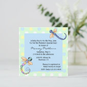Whimsical Dragonflies Baby Boy Shower Invitation Kaart (Staand voorkant)