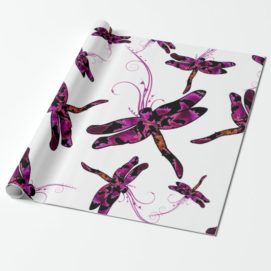 Whimsical Dragonflies Cadeaupapier (Uitgerold)