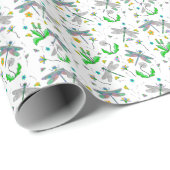 Whimsical Dragonflies en Dandelions Hand Drawn Cadeaupapier (Rol Hoek)